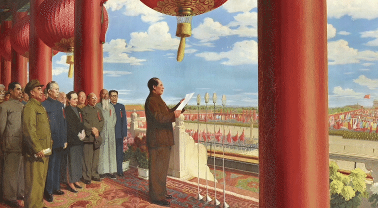 1952年,董希文历时两个多月,终于创作完成油画《开国大典》.