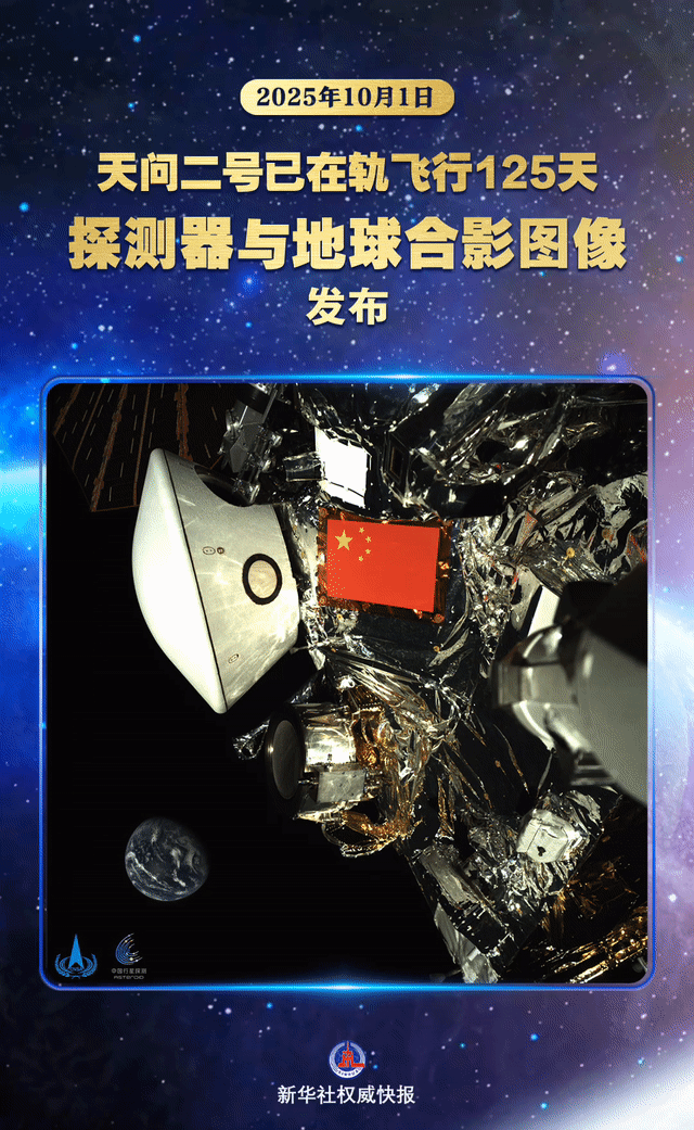 新华社权威快报丨天问二号探测器与地球合影发布