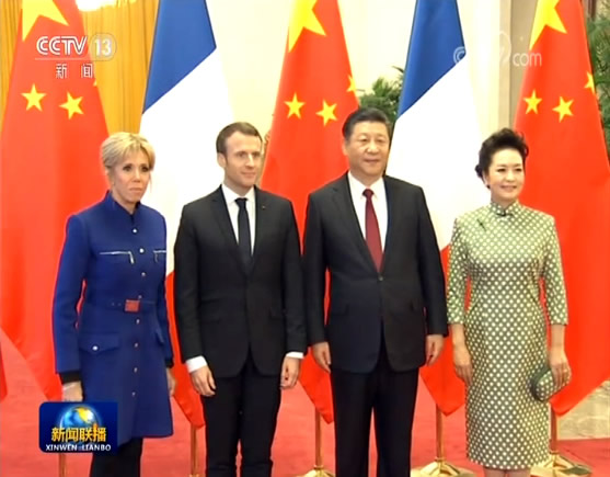 习近平举行仪式欢迎法国总统访华
