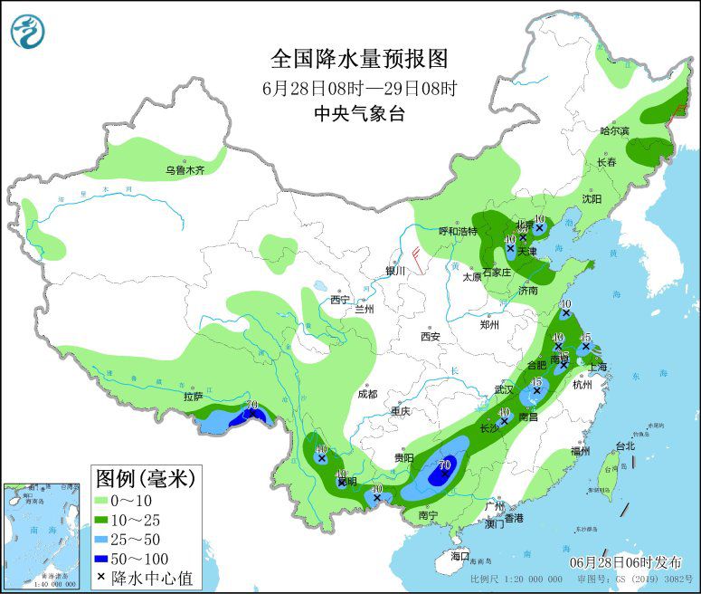 江南华南等地有较强降水 部分地区伴有雷暴大风或冰雹