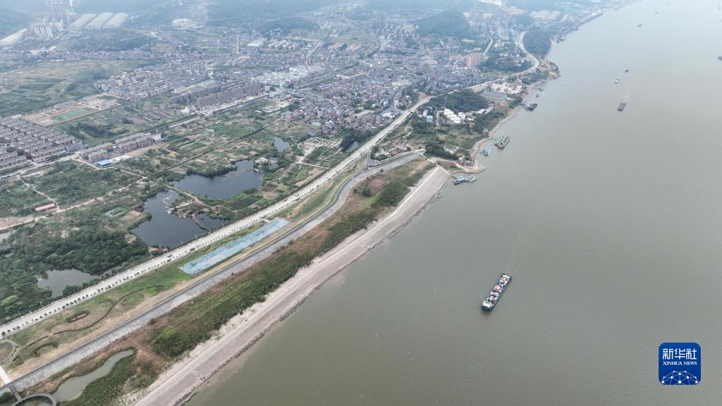 水位持续下降 长江九江段露出大片滩涂