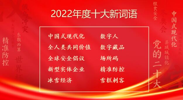 汉语盘点2022揭晓：“中国式现代化”“新型实体企业”等入选年度十大新词语