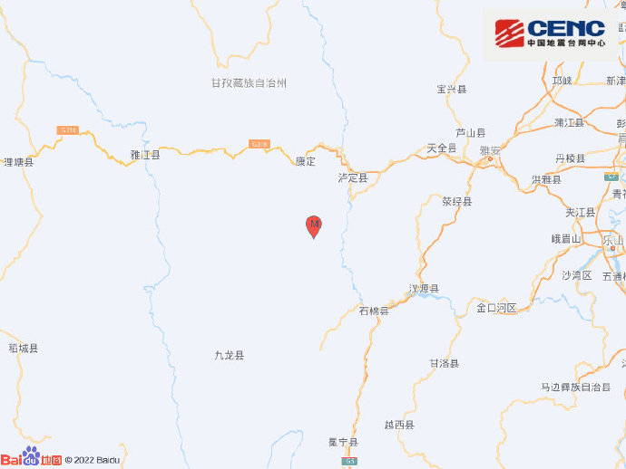 四川甘孜州泸定县发生5.6级地震 震源深度11千米