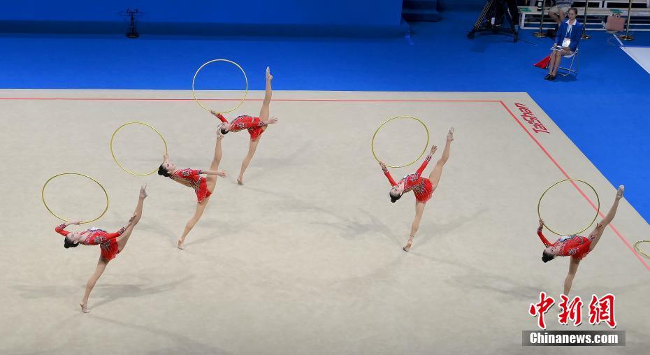（成都大运会）大运会艺术体操开赛 中国队集体全能决赛第一轮暂列第一
