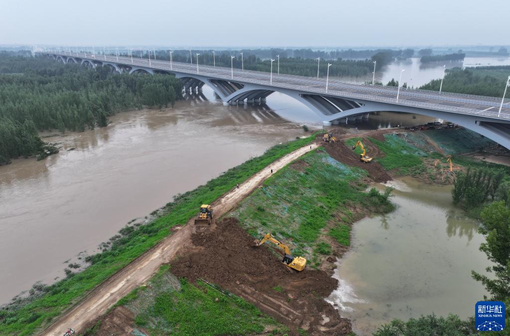 河北白沟：加固岸堤排险情