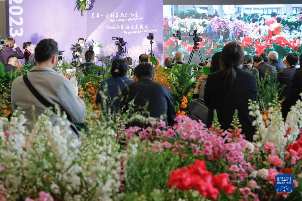 世界媒体峰会参会代表在会场体验云南文化