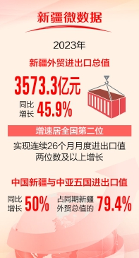 2023年新疆外贸进出口总值破3500亿元 同比增长45.9%