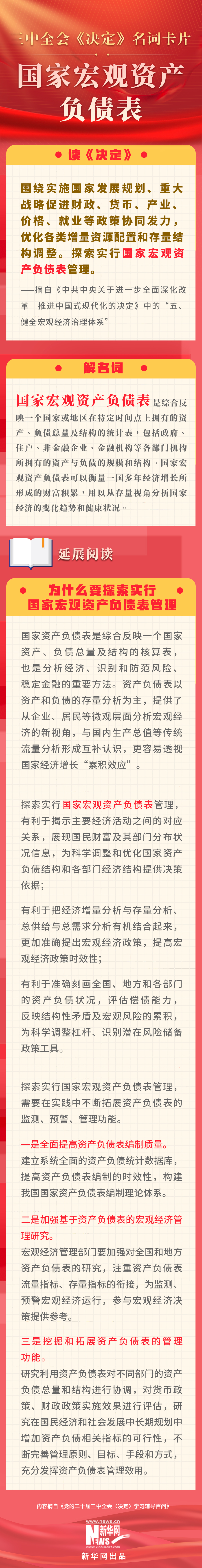 三中全会《决定》名词卡片天天学：国家宏观资产负债表