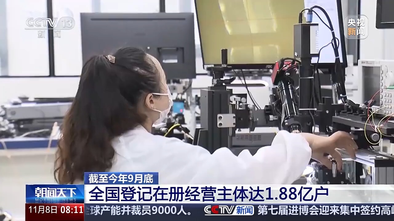 截至今年9月底 全国登记在册经营主体达1.88亿户