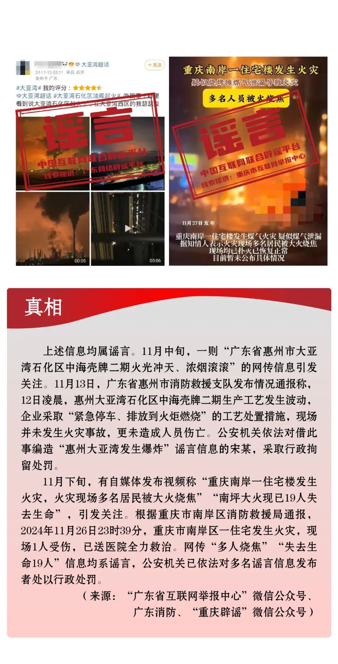 打击网络谣言 共建清朗家园 中国互联网联合辟谣平台2024年11月辟谣榜