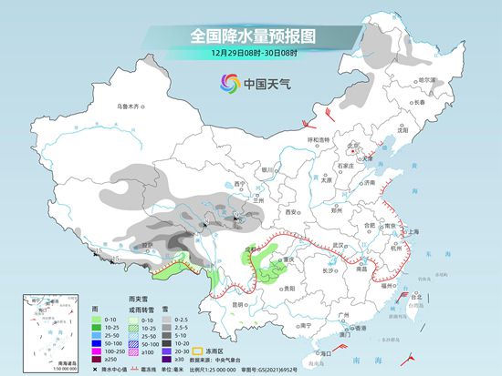 全国大部在晴朗升温中迎接2025年 西藏青海等地有明显降雪