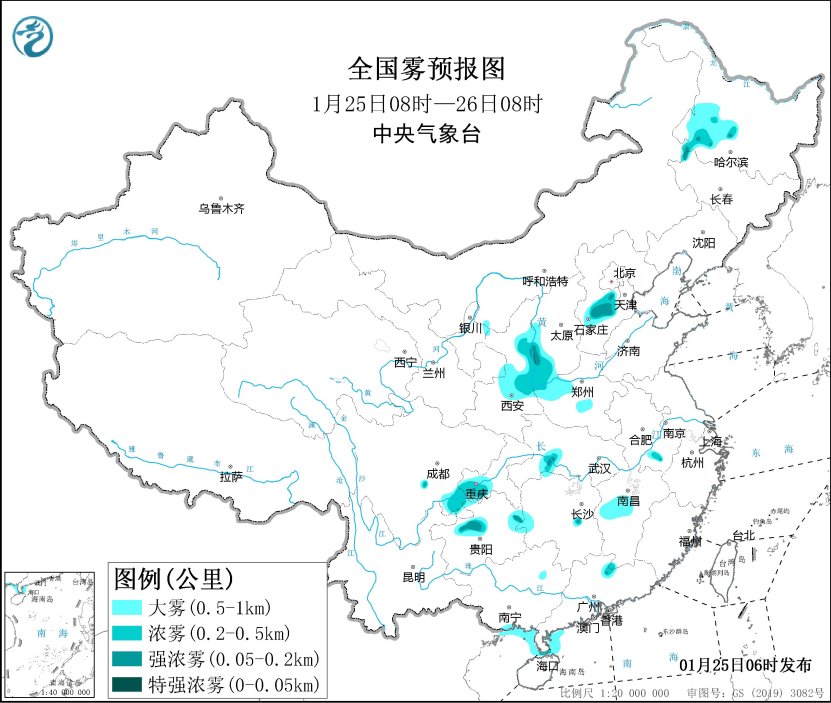 寒潮雨雪继续影响我国大部 琼州海峡将有大雾天气