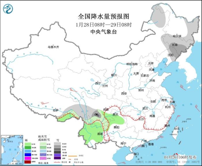 寒潮继续影响中东部地区 辽宁吉林等地有强降雪