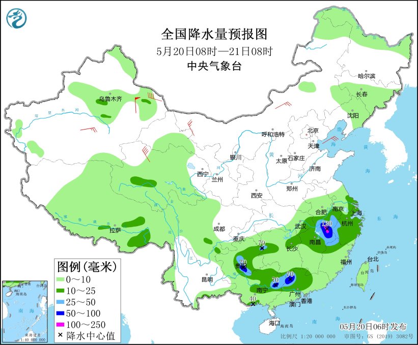 江南华南等地部分地区有较强降水 黄淮等地有高温天气