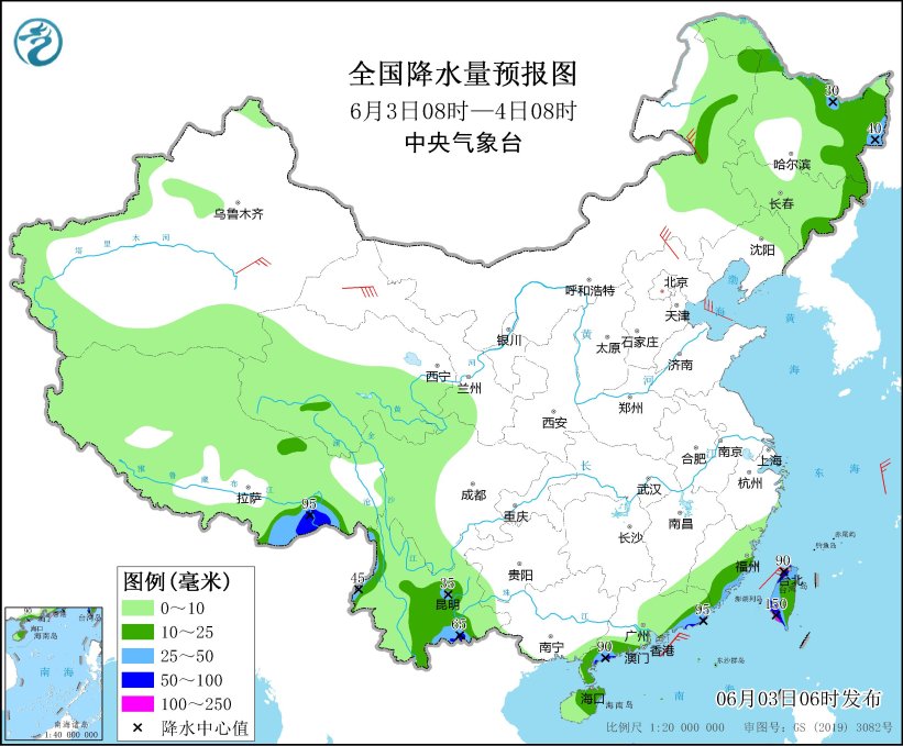 华南沿海台湾等地有较强降水 东北地区多阵性降雨