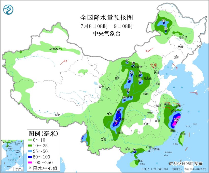 华北等地多降雨 台风“丹娜丝”继续影响浙闽赣等地