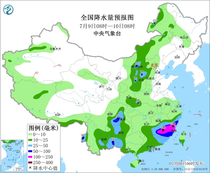 华北等地多降雨 台风“丹娜丝”继续影响浙闽赣等地