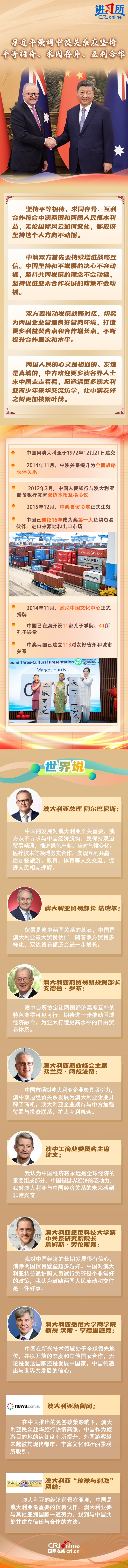 【讲习所中国与世界】习近平强调中澳关系应坚持平等相待、求同存异、互利合作