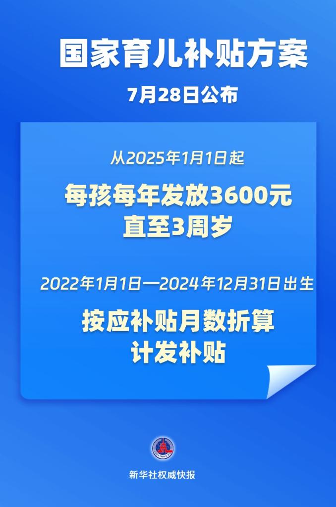 新华社权威快报丨国家育儿补贴方案公布