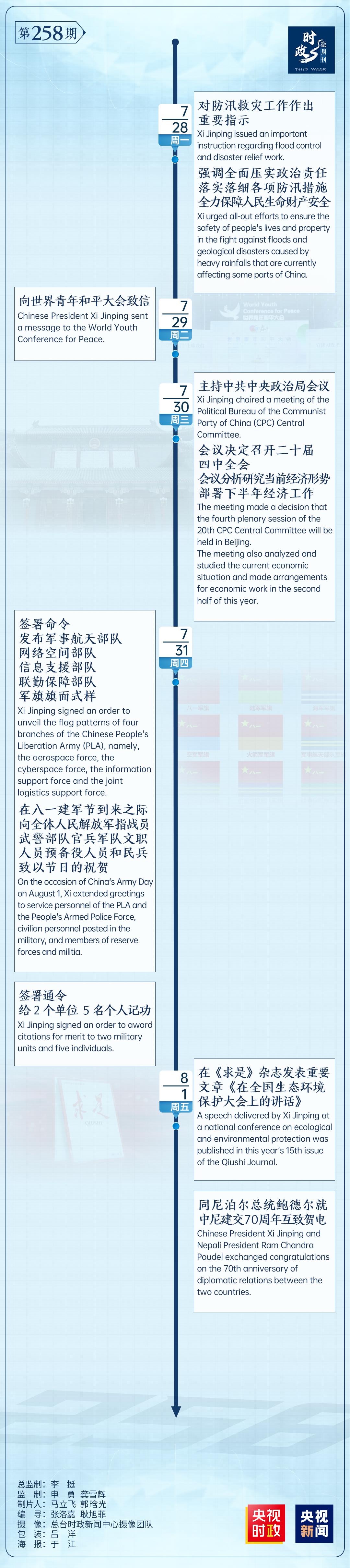 时政微周刊丨总书记的一周（7月28日—8月3日）