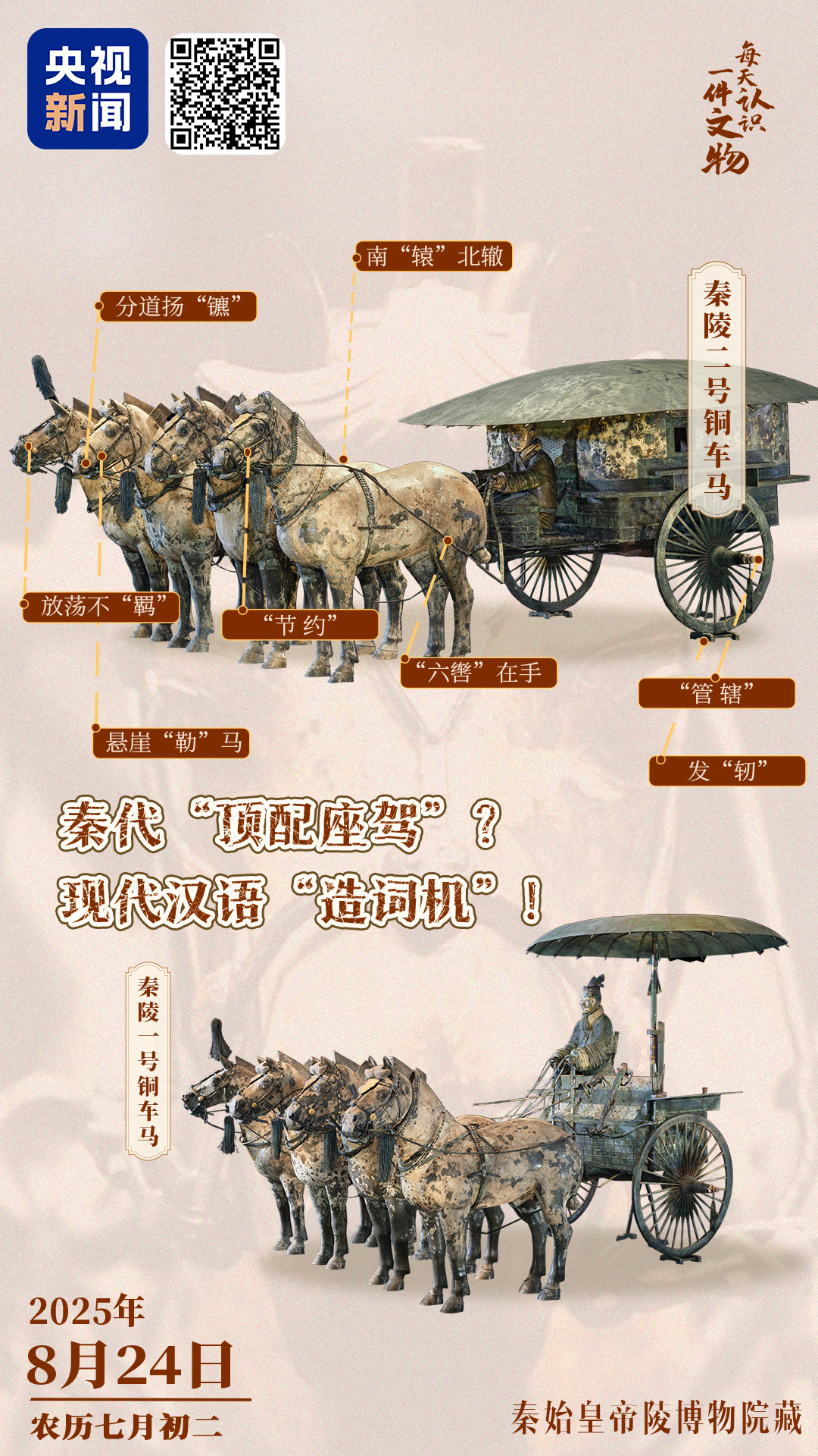 文博日历丨“节约”“比较”都源于它 秦代“座驾”藏着多少现代密码？