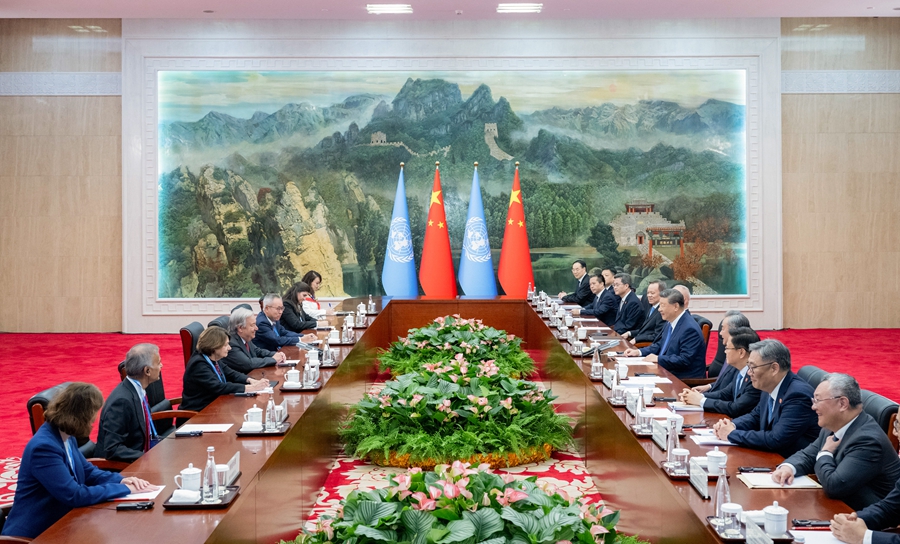 上合组织天津峰会丨习近平会见联合国秘书长古特雷斯