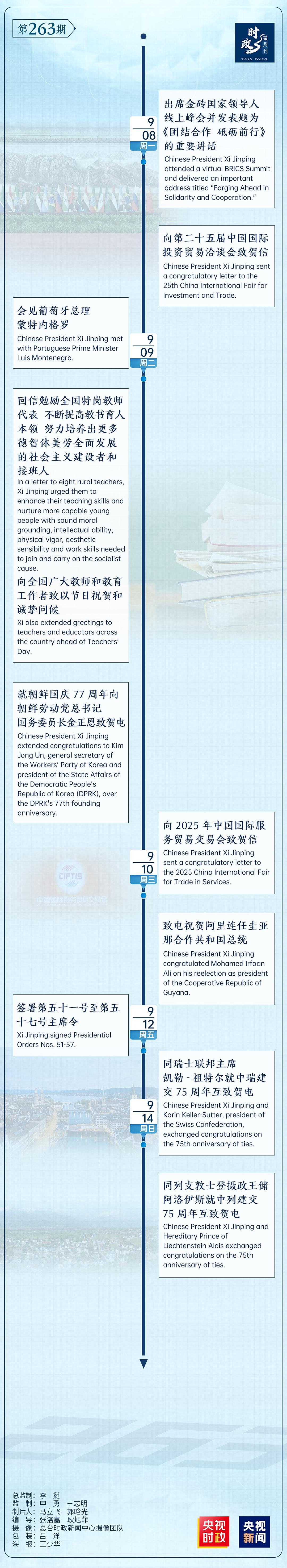 时政微周刊丨总书记的一周（9月8日—9月14日）