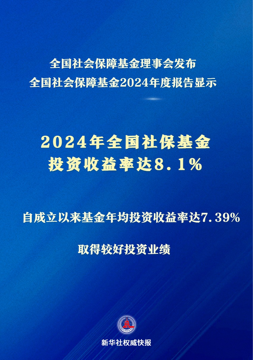 收益率达8.1% 2024年全国社保基金取得较好投资业绩
