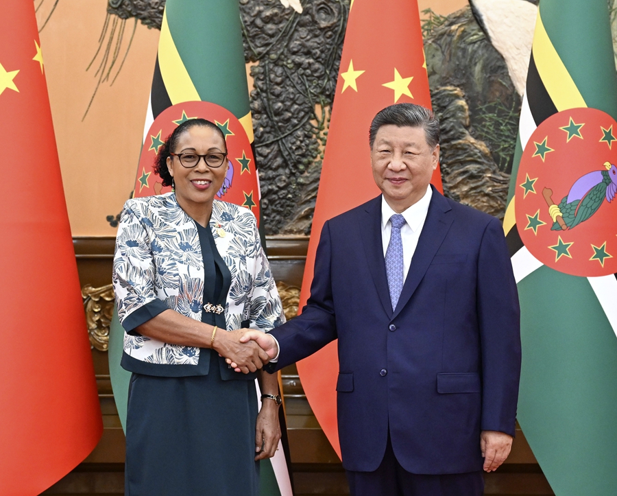 习近平会见多米尼克总统伯顿