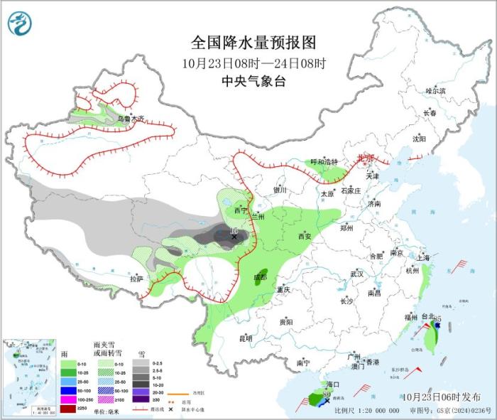 青藏高原东部有持续性降雪 我国东部和南部海区有大风