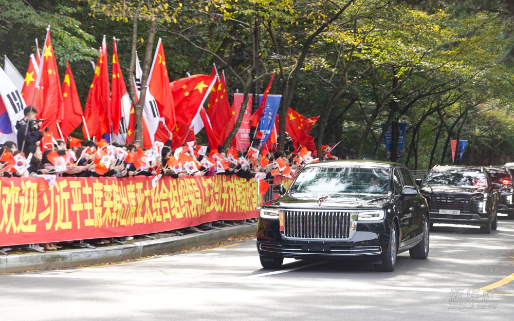 高清大图｜习近平抵达韩国受到热烈欢迎