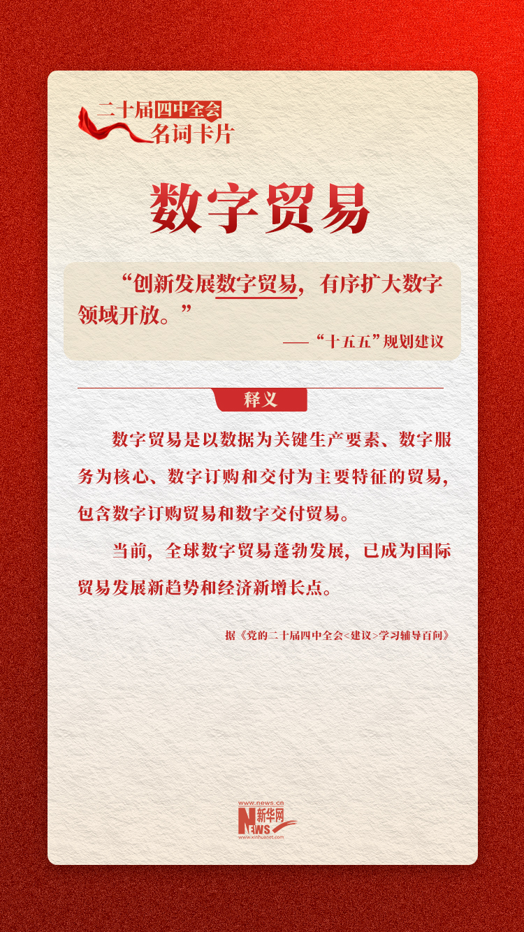 二十届四中全会名词卡片:数字贸易