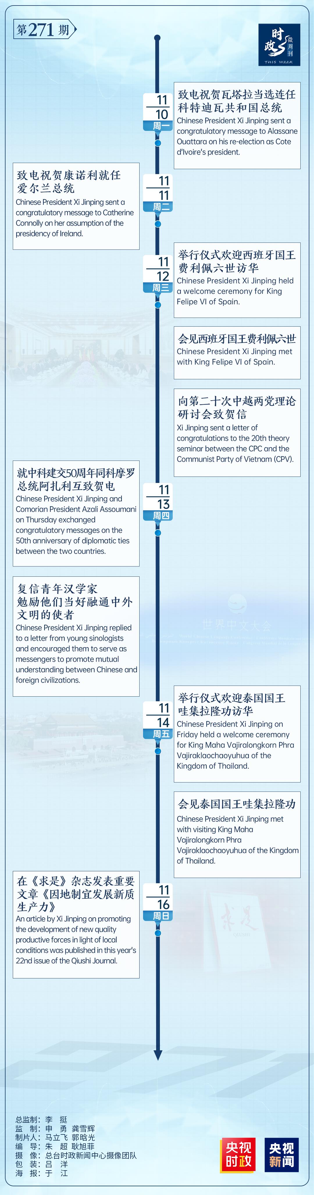 时政微周刊丨总书记的一周（11月10日—11月16日）