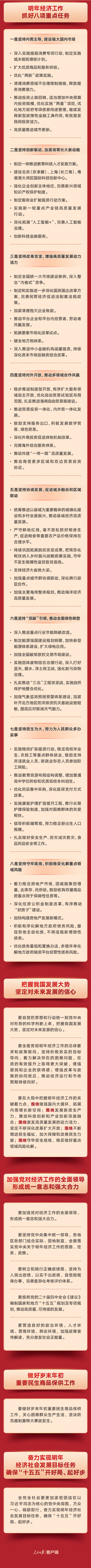 中央定调！明年经济工作这么干