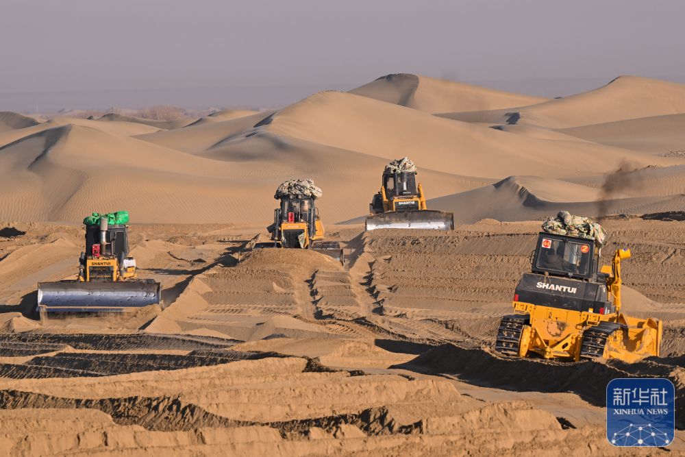 寒冬时节塔克拉玛干治沙正酣