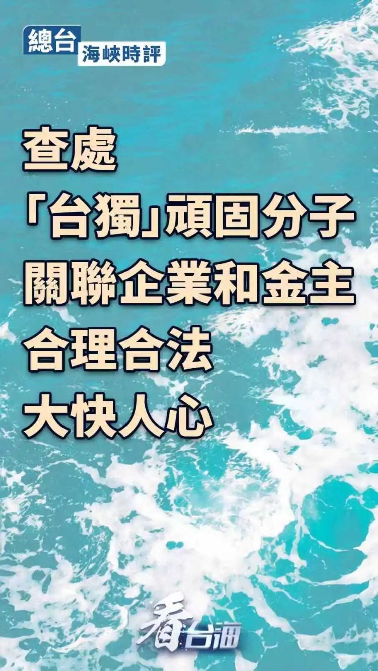 总台海峡时评丨查处“台独”顽固分子关联企业和金主合理合法、大快人心