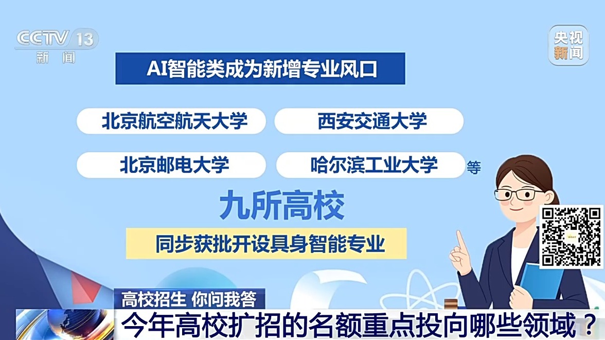 视频丨新增AI、机器人等专业 多所高校扩招重点方向来了