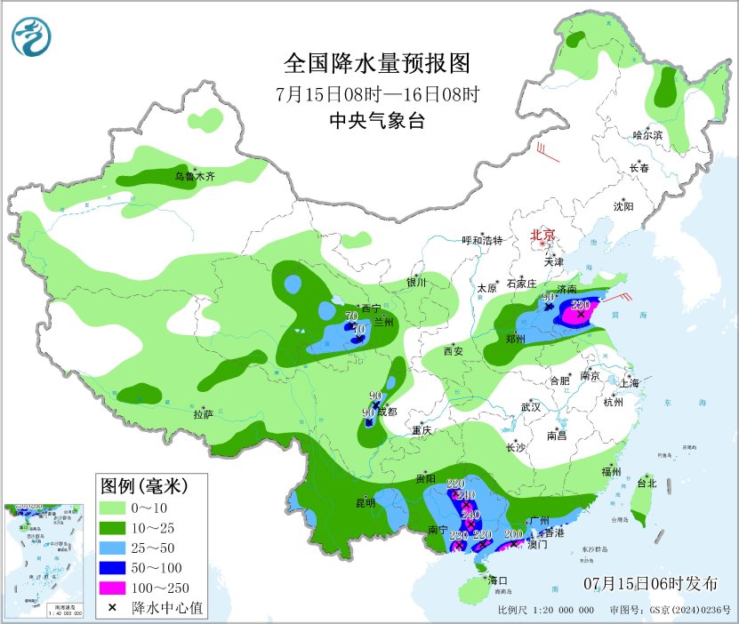 黄河流域四川盆地有强降水和对流天气 广东广西有强降水