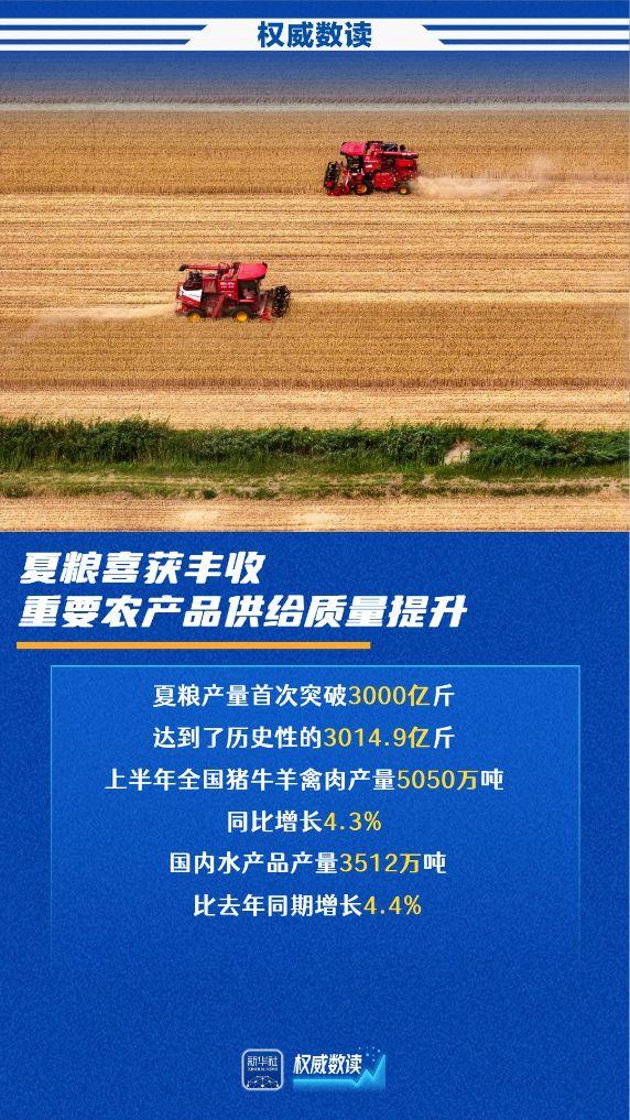 权威数读|夏粮首破3000亿斤,农业农村经济保持稳中向好
