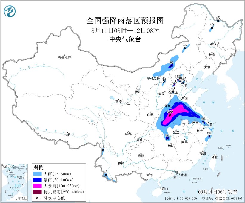 暴雨、强对流天气、台风预警齐发 山东河南等地部分地区有大暴雨