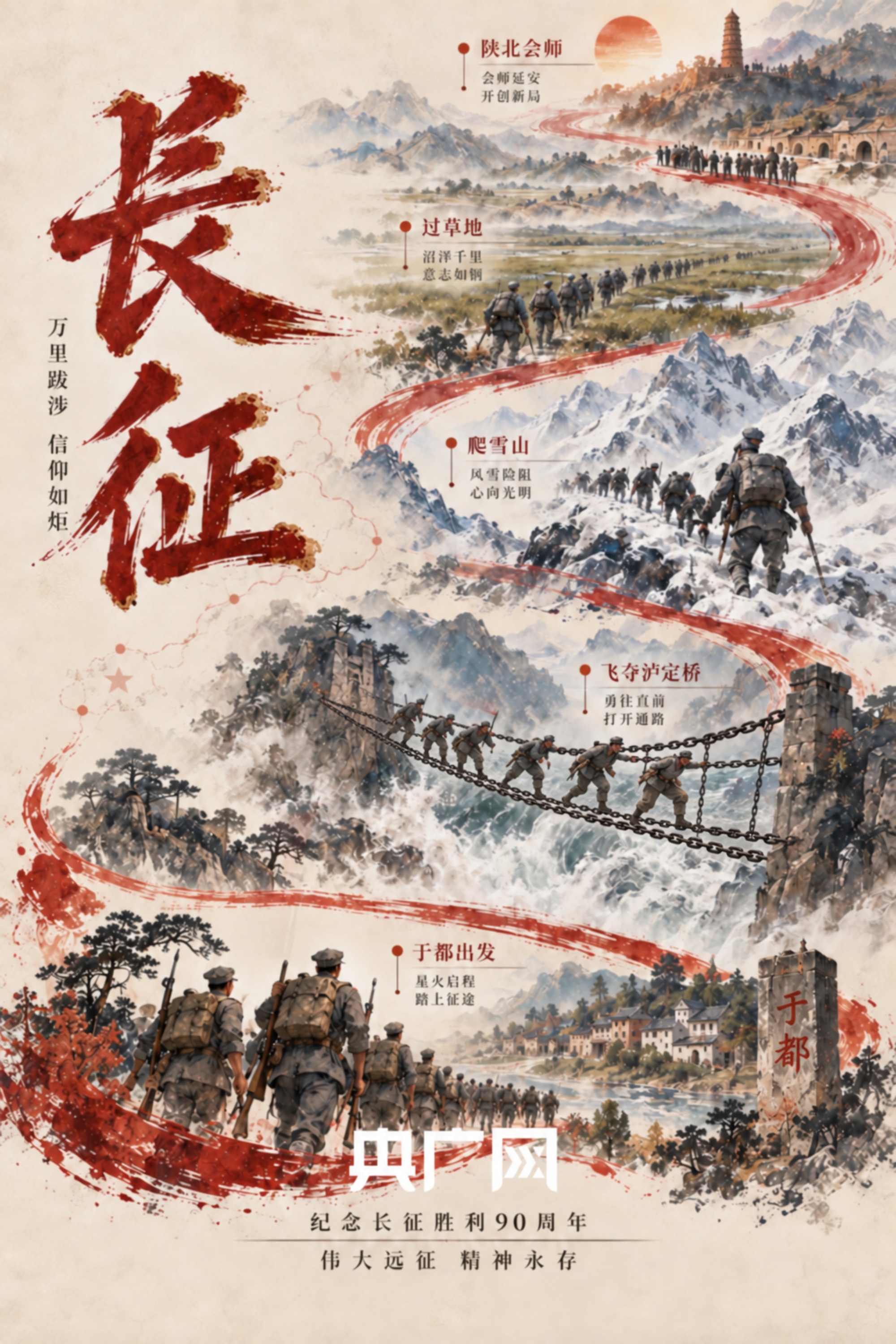 红星照耀中国丨长征组图:山河记得来时路