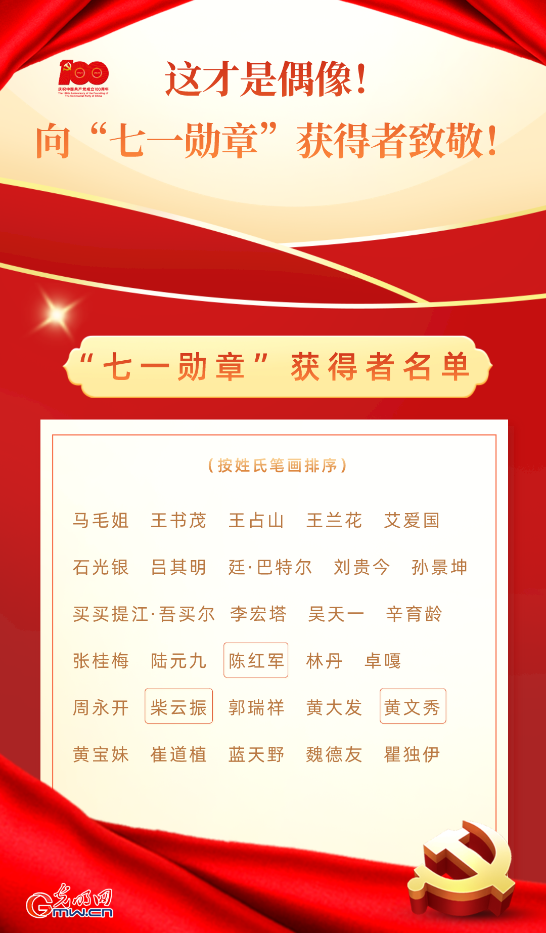 这才是偶像!向"七一勋章"获得者致敬!