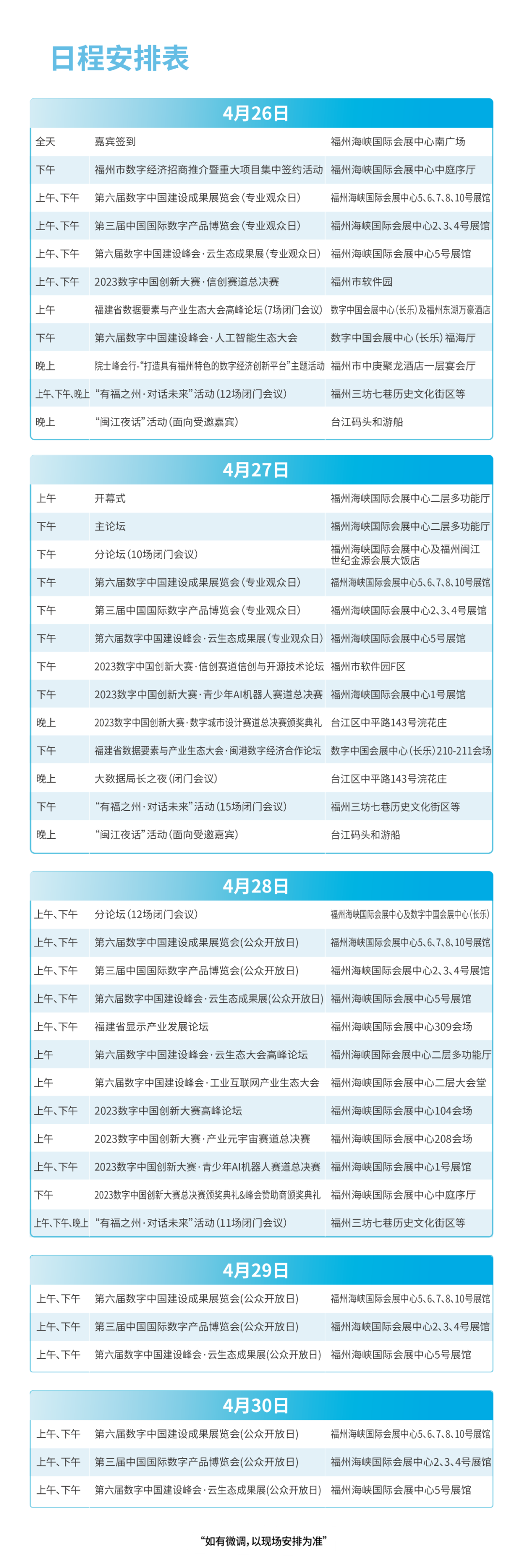 第六届数字中国建设峰会会议活动日程安排表出炉！