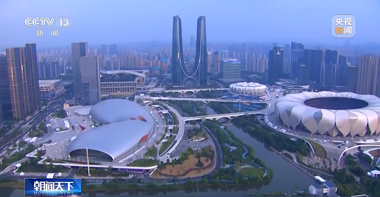 鸟瞰亚运之城丨勇立潮头 杭州奥体中心场馆群准备好了！