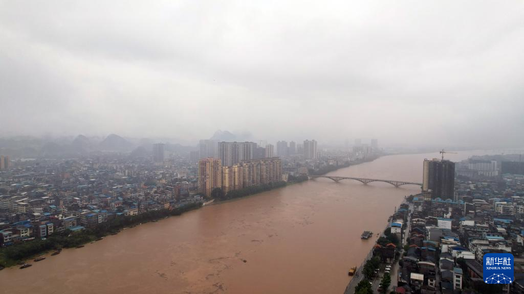 广西融安：融江迎来今年首次超警洪水