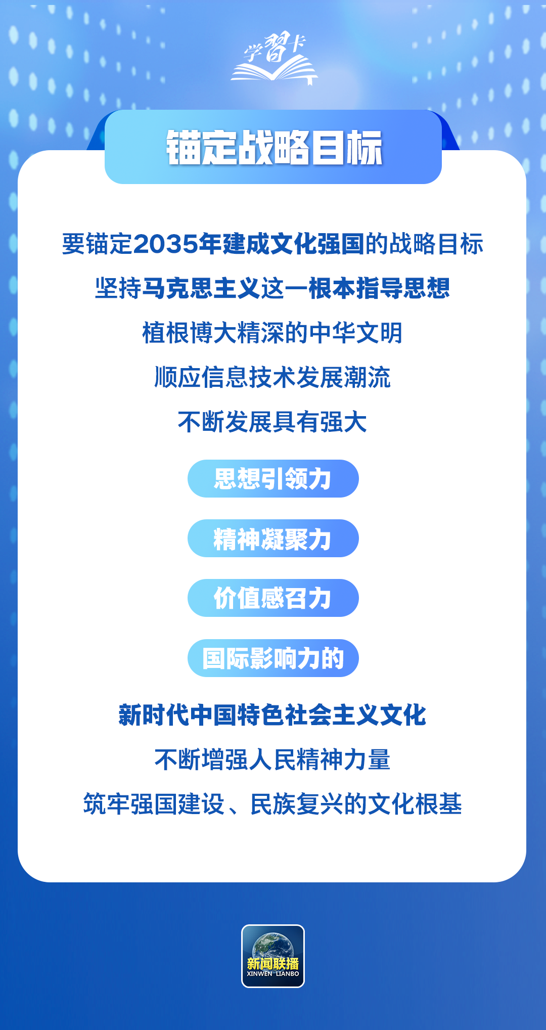 学习卡丨锚定建成文化强国战略目标，总书记这样阐释→