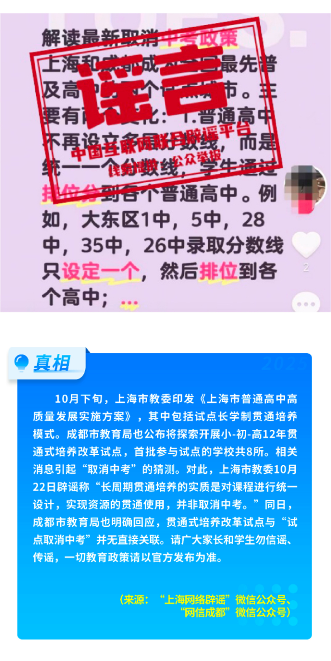 中国互联网联合辟谣平台2025年10月辟谣榜
