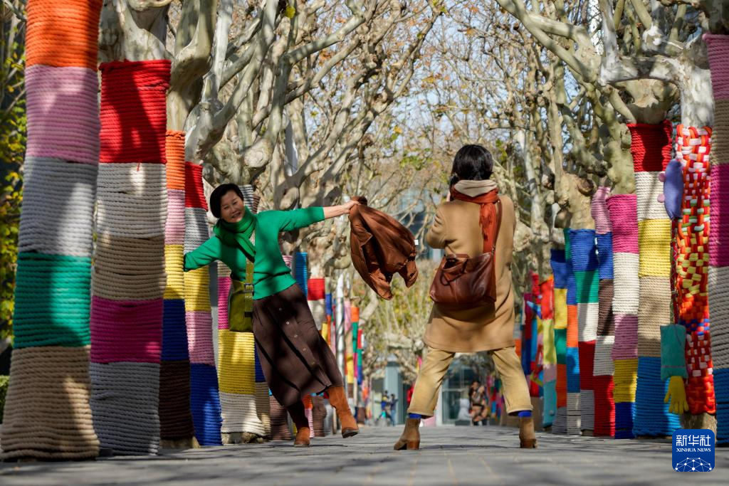 大树披“针织外衣” 北京添多彩冬景