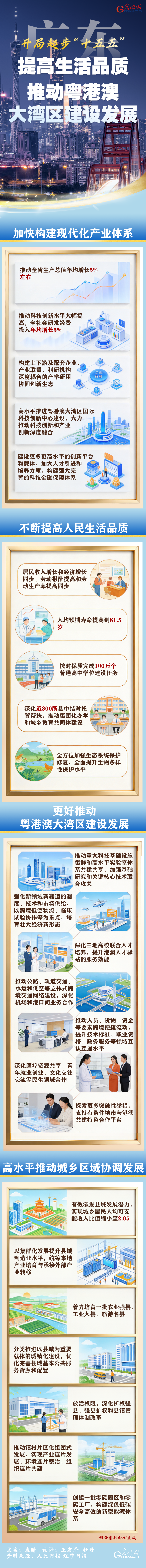 开局起步“十五五”丨广东：提高生活品质 推动粤港澳大湾区建设发展