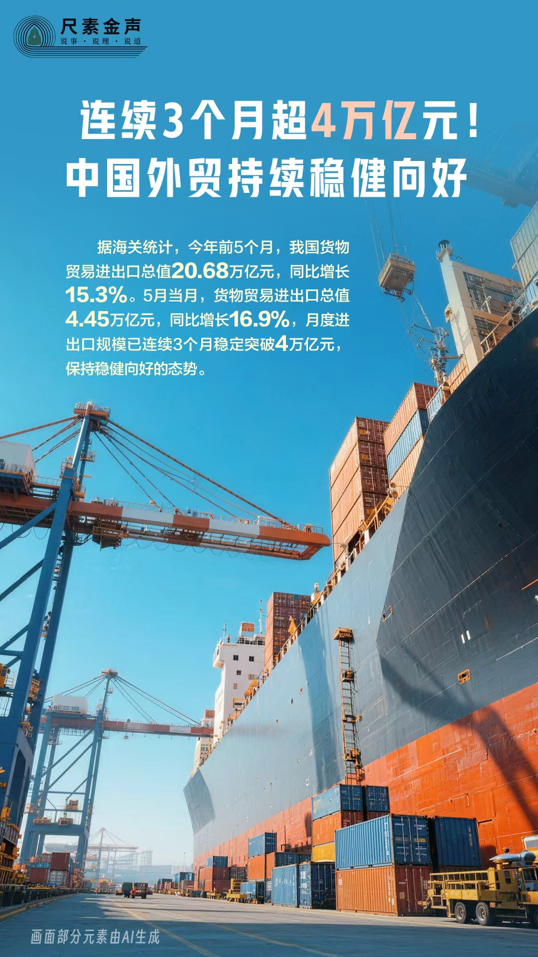 尺素金声|连续3个月超4万亿元!中国外贸持续稳健向好